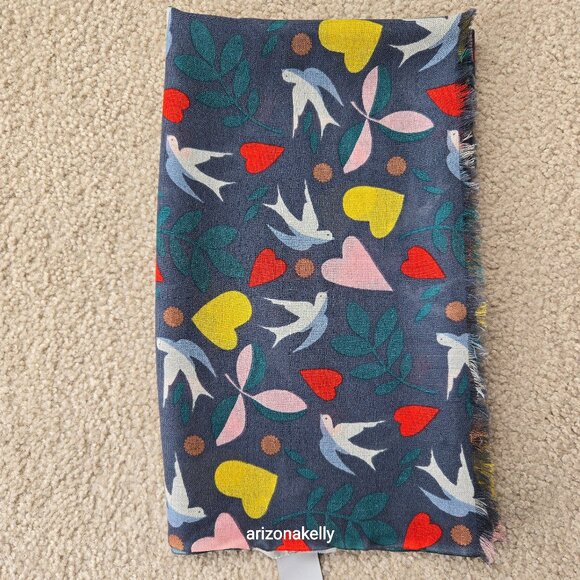 Boden Accessories - Boden Wool Lightweight Scarf Hearts Birds